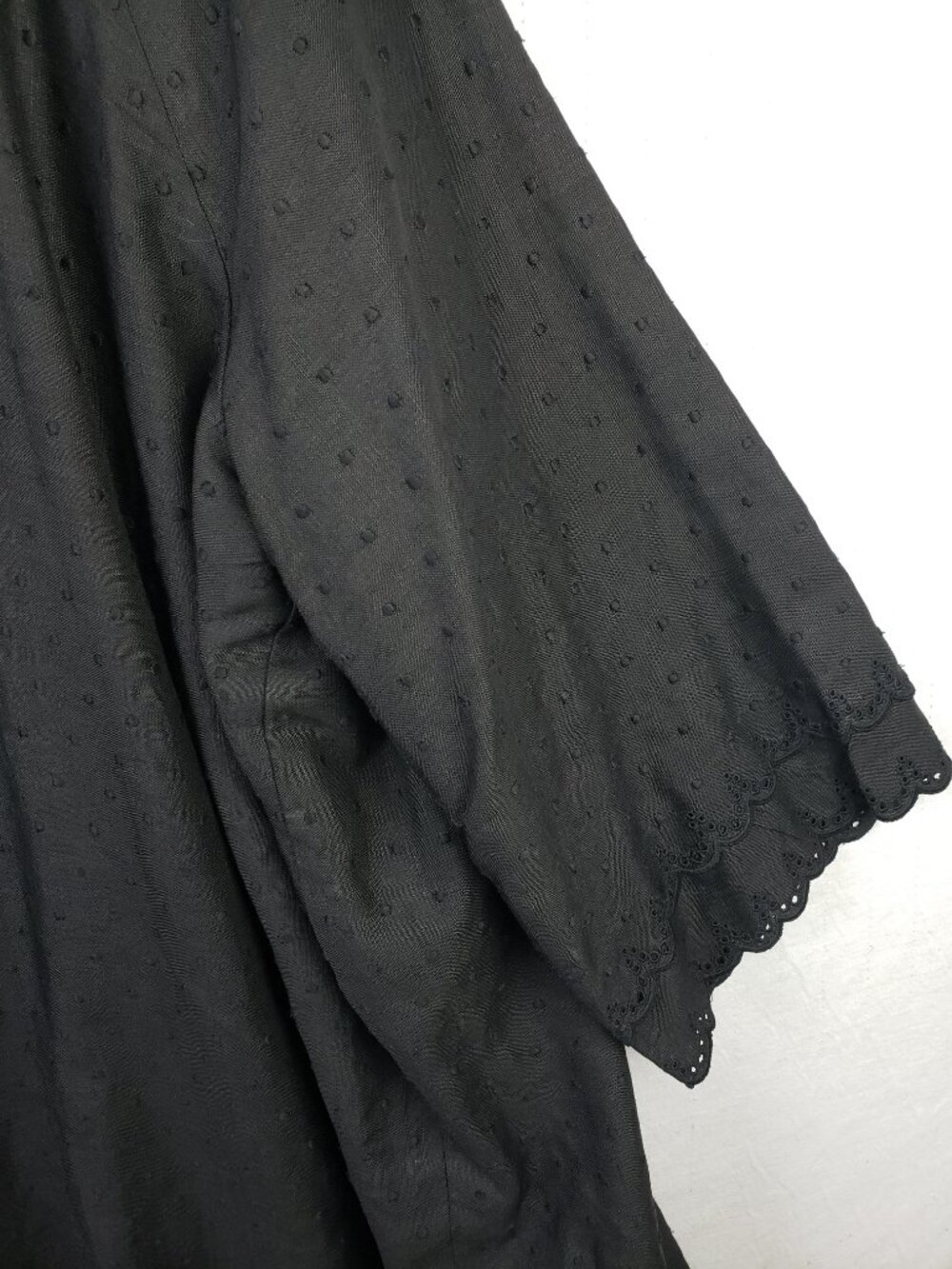 Linen Duster Coat Kimono Open Front Embroidered Polka Dot Oversized O/S 1X 2X 3X - Picture 13 of 14